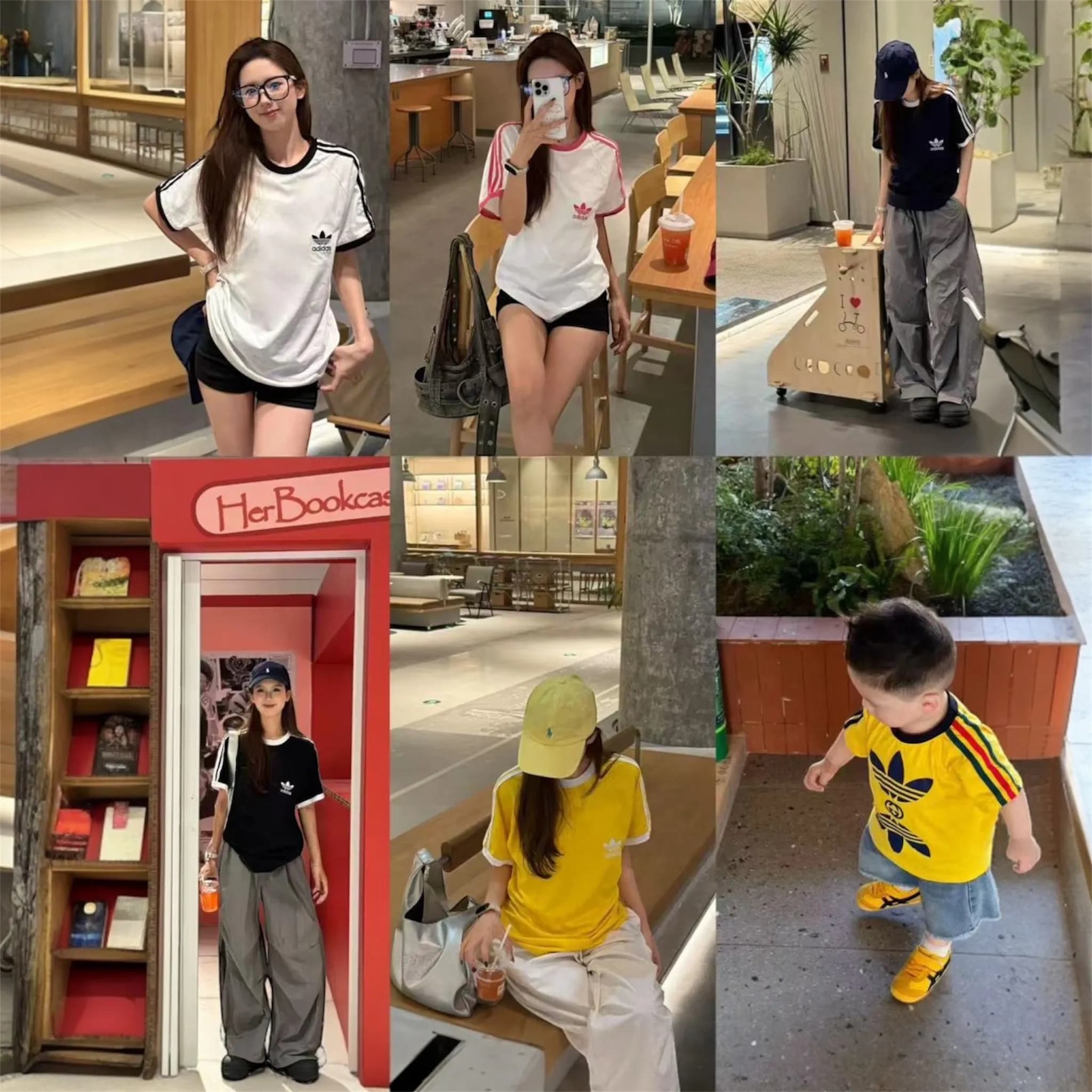 Adidas百搭夏季親子短袖上衣/短褲