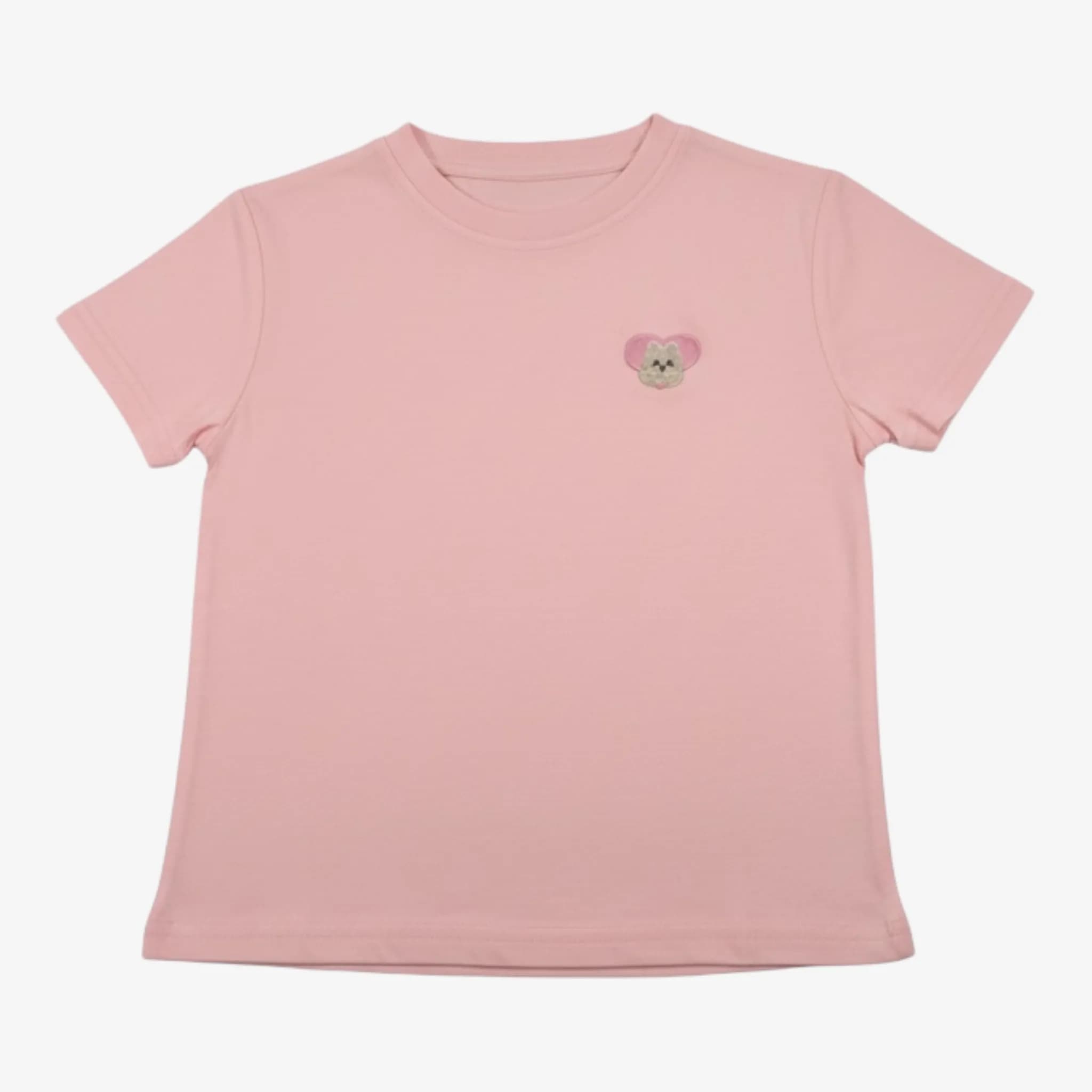 小熊愛心貼布的白色短袖兒童T恤 縮圖 2