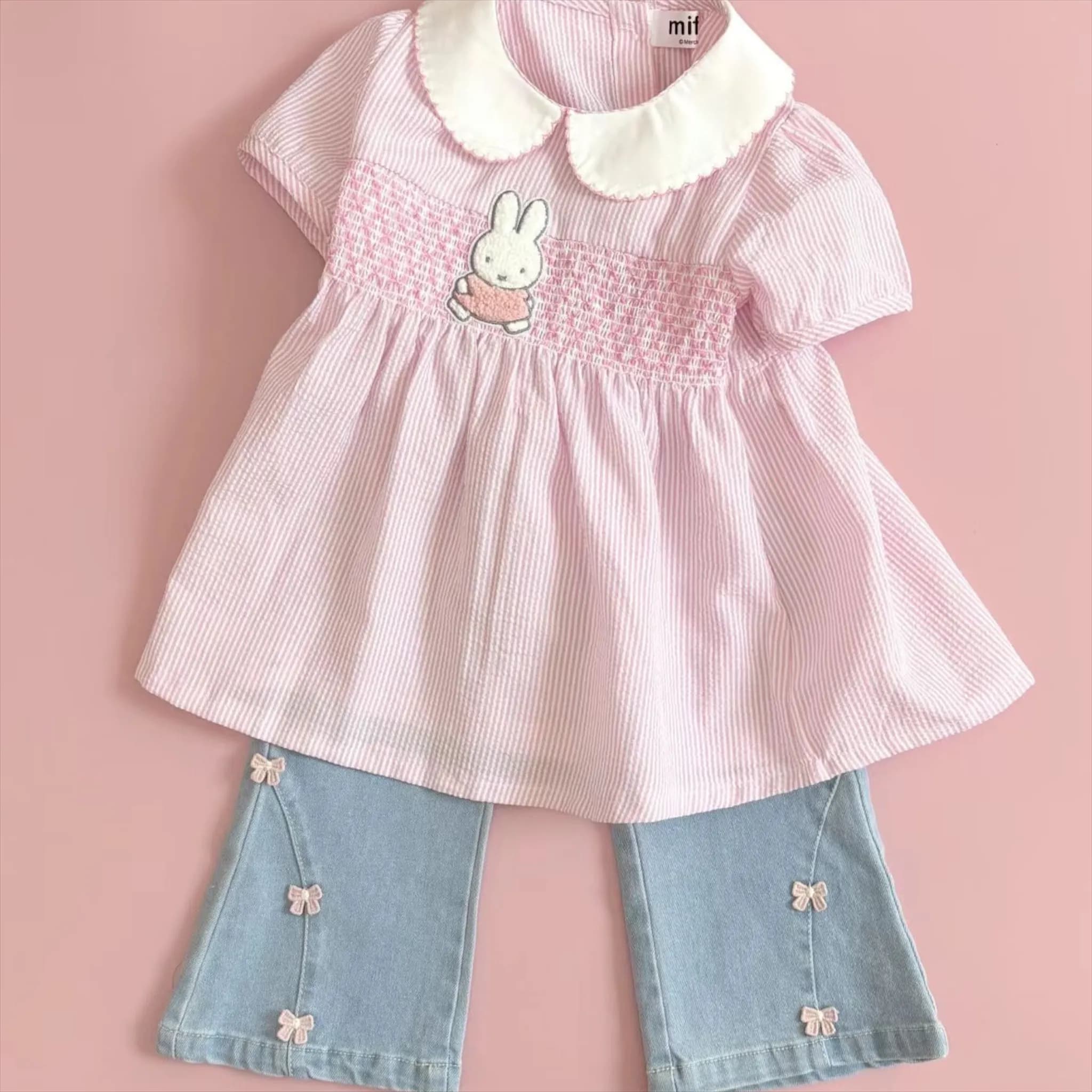 Miffy粉色上衣裙+牛仔褲