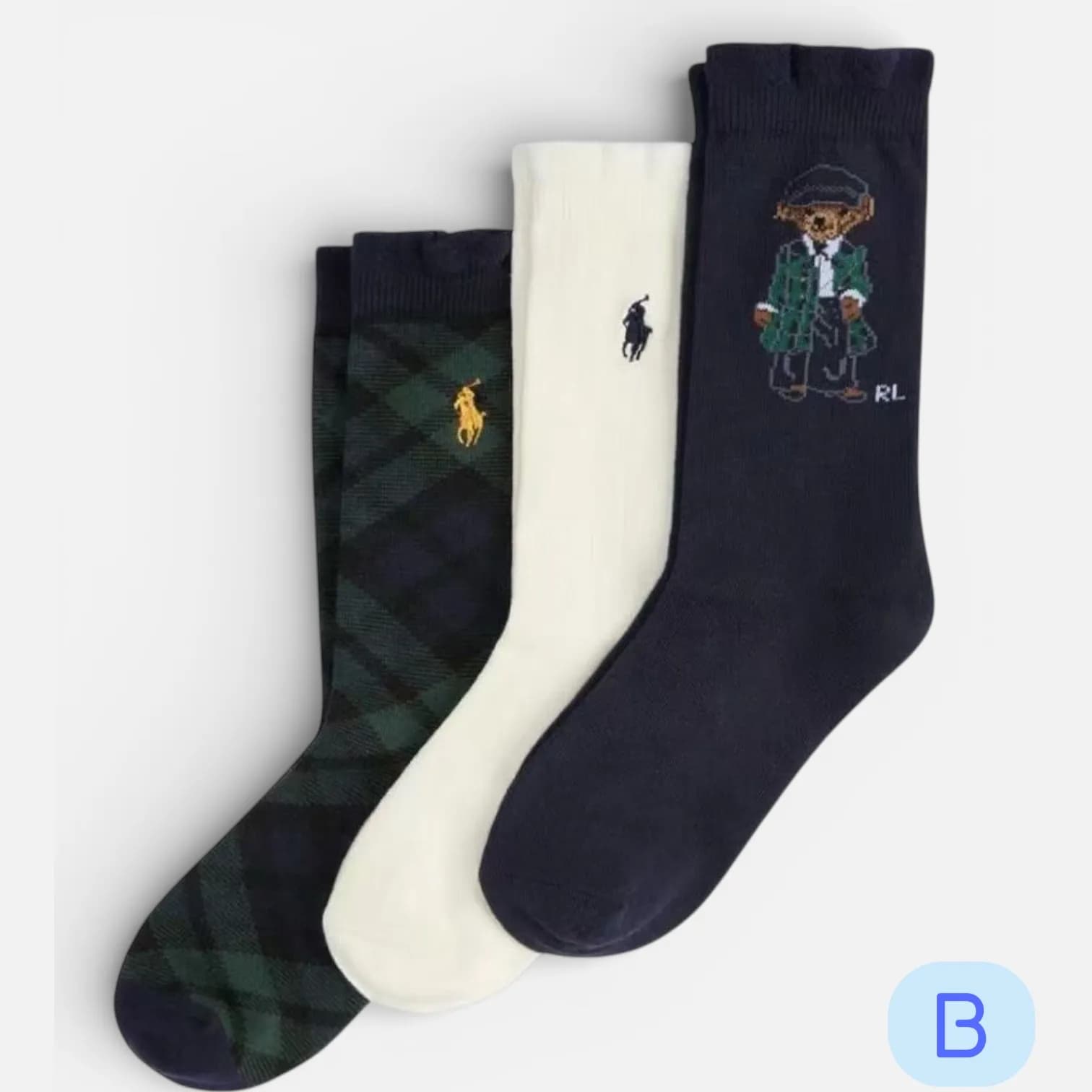 Polo新款新色1套3對襪 縮圖 3