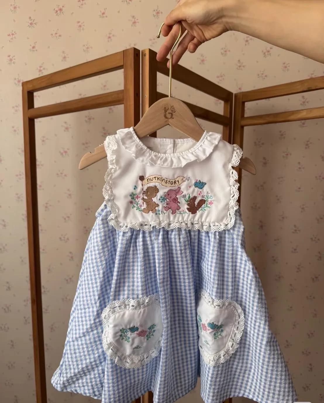 新款春夏季松鼠藍白格仔裙 / 包屁 縮圖 2