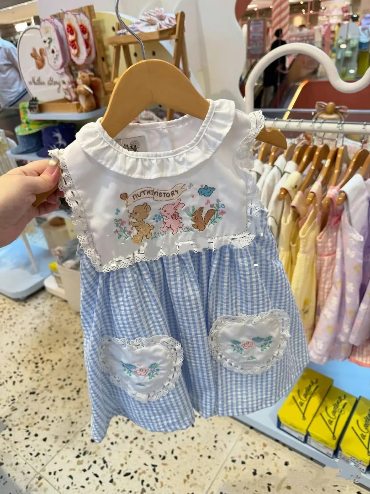 新款春夏季松鼠藍白格仔裙 / 包屁 縮圖 3