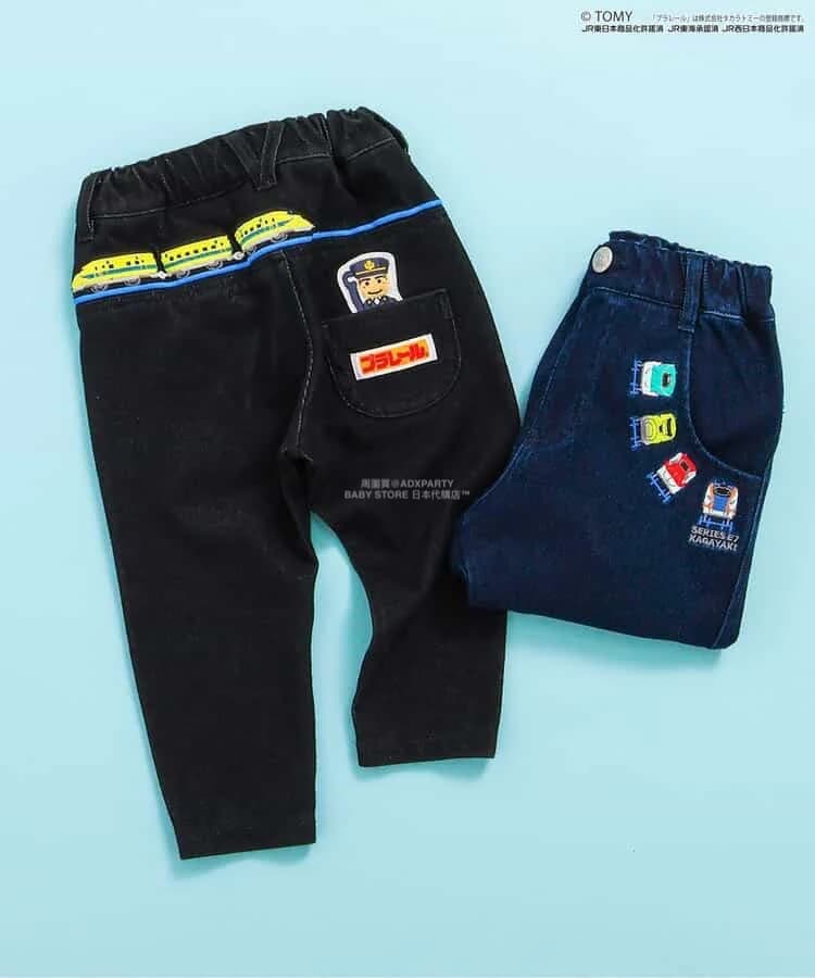 新幹線 刺繡圖案長褲